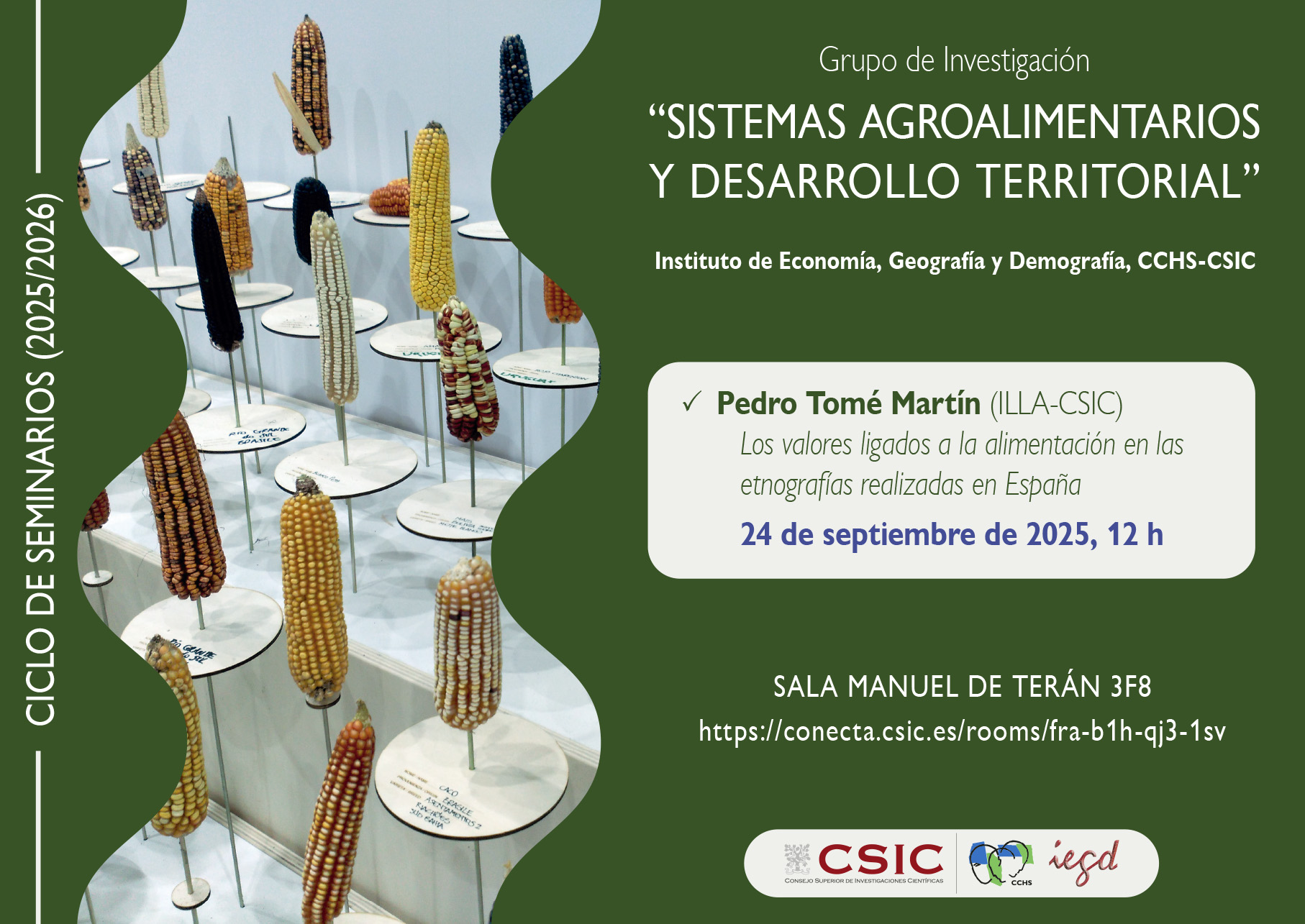 Ciclo de seminarios SADT 2025-2026 "Los valores ligados a la alimentación en las etnografías realizadas en España"