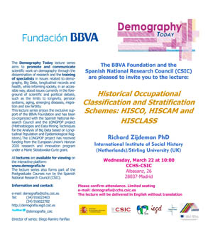 Ciclo de conferencias y curso de postgrado: "Demography Today: "Historical occupational classification and stratification schemes: HISCO, HISCAM and HISCLASS"