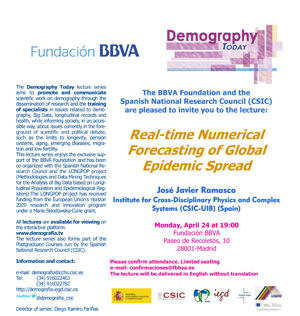 Ciclo de conferencias y curso de postgrado: "Demography Today: "Real-time numerical forecasting of global epidemic spread"