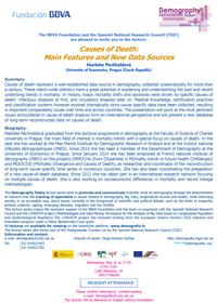 Ciclo de conferencias y curso de posgrado: "Demography Today: "Causes of Death: Main Features and New Data Sources"