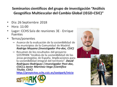 Seminarios científicos del grupo de investigación “Análisis Geográfico Multiescalar del Cambio Global (IEGD-CSIC)”