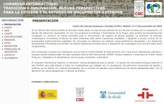 Congreso Internacional "Tradición e Innovación: Nuevas perspectivas para la edición y el estudio de documentos antiguos"