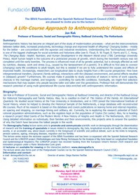 Ciclo de conferencias y curso de posgrado: "Demography Today: "A Life-Course Approach to Anthropometric History"