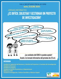 Jornada informativa "¿Es difícil solicitar y gestionar un proyecto de investigación?"