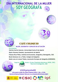 Día Internacional de la Mujer. Soy geógrafa. Café-coloquio "Mujer, Geografía y Espacios de Actuación"